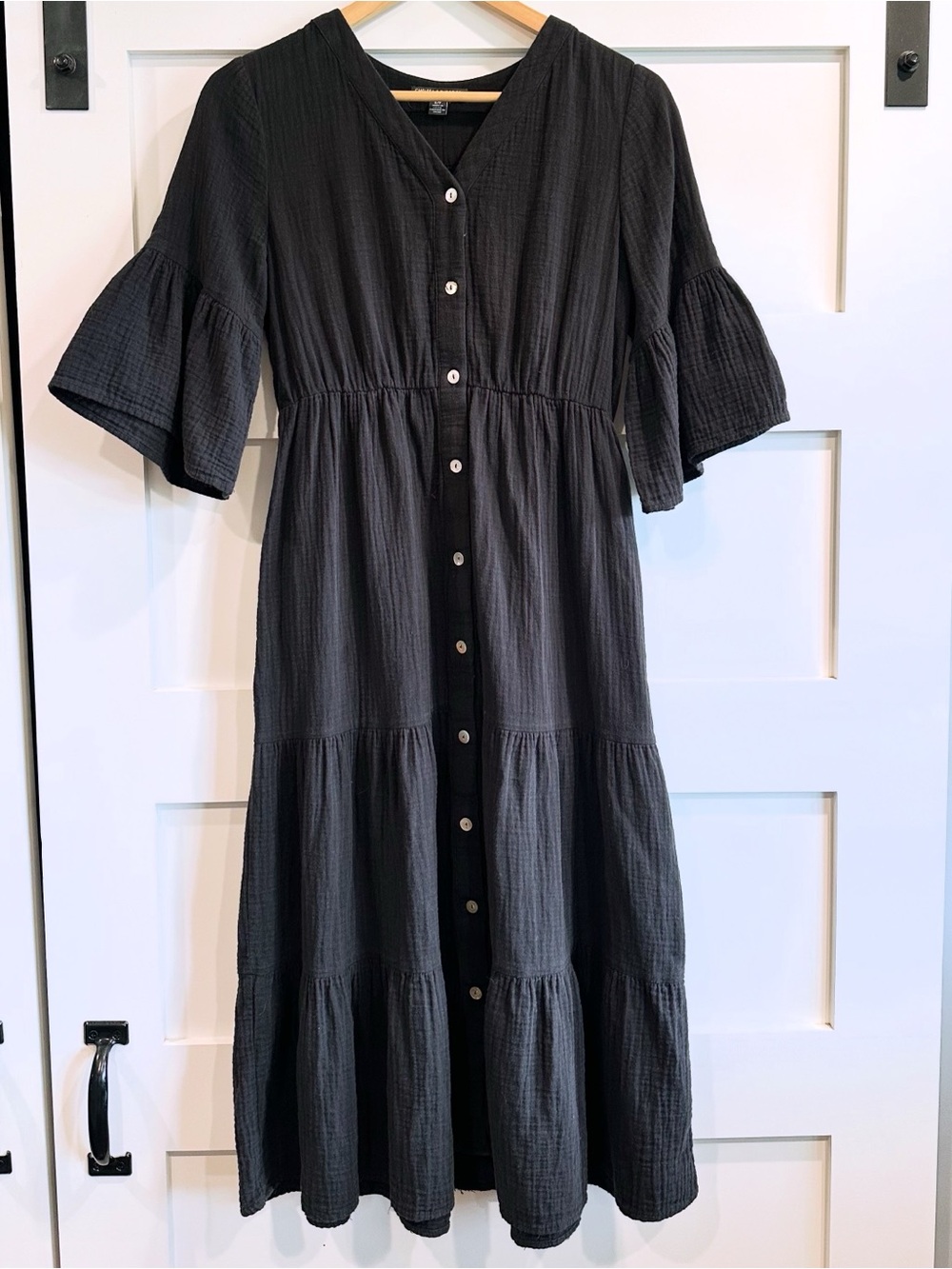 Black Cotton Midi Dress
